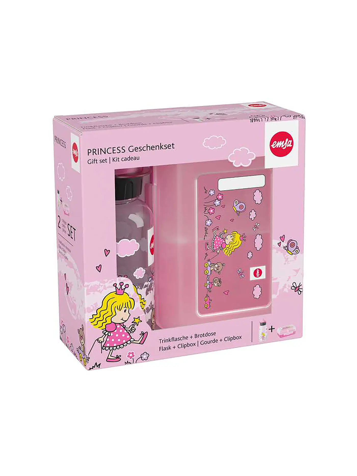 EMSA | Geschenkset 2tlg. Lunchbox und Trinkflasche PRINCESS Rosa | 